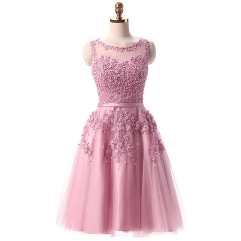Wine Red Lace Short Bridesmaid Dress