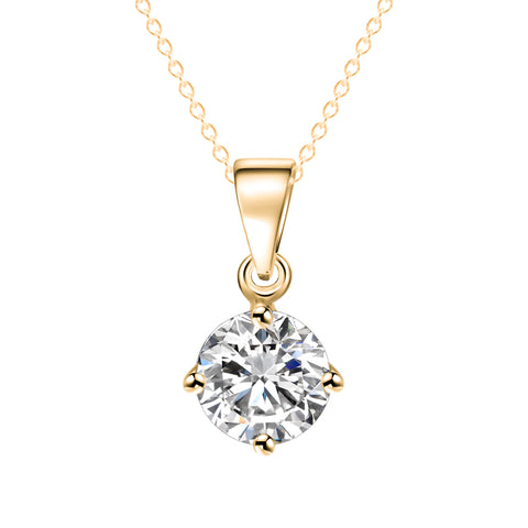 Silver & Gold Color Round Shape CZ Necklace