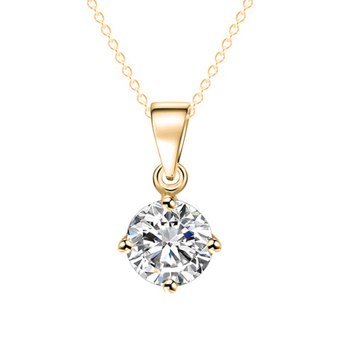 Silver & Gold Color Round Shape CZ Necklace