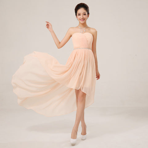 Strapless Asymmetry Lace-up Formal Dress