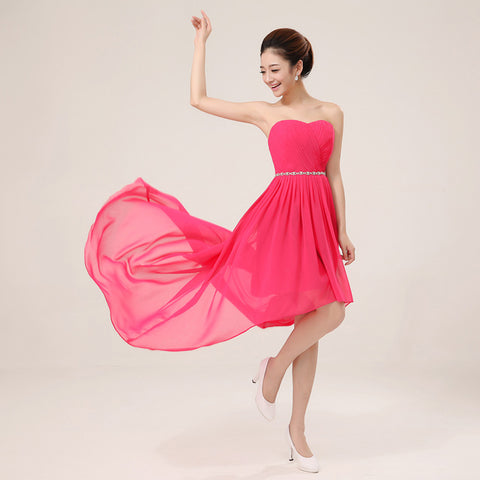 Strapless Asymmetry Lace-up Formal Dress