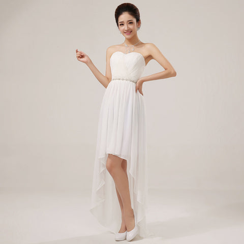 Strapless Asymmetry Lace-up Formal Dress