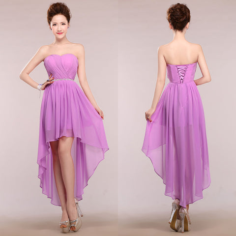 Strapless Asymmetry Lace-up Formal Dress