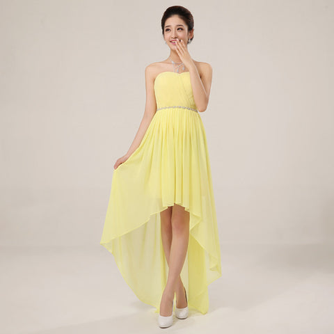 Strapless Asymmetry Lace-up Formal Dress