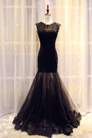 Dress Red Lace Beading Sleeveless Sexy Slim Fishtail Banquet Prom