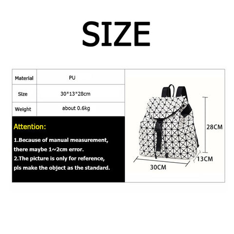Women Backpacks Diamond Lattice Bucket String Bagpack Sequins Mirror Laser Women Bag Geometric Joint Black Rucksack School bag
