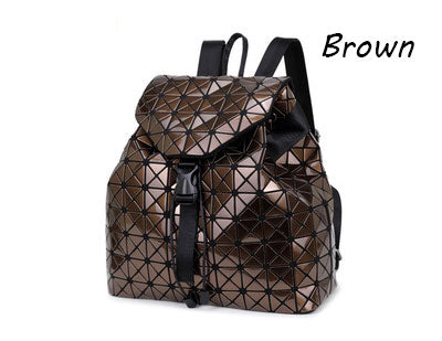 Women Backpacks Diamond Lattice Bucket String Bagpack Sequins Mirror Laser Women Bag Geometric Joint Black Rucksack School bag