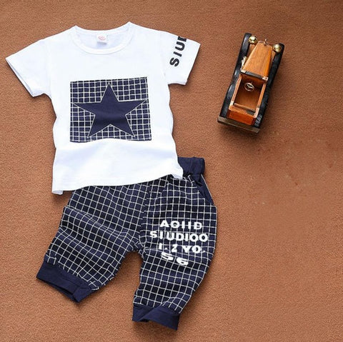 t-shirt+pants suit clothing set Star Printed