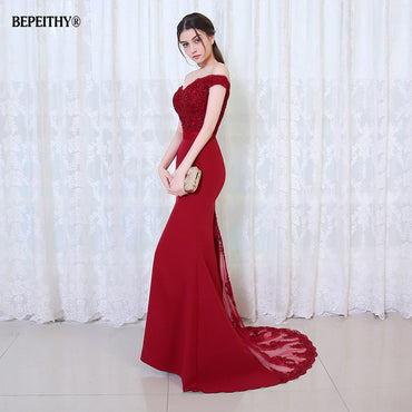 Mermaid Burgundry Long Evening Dress Party