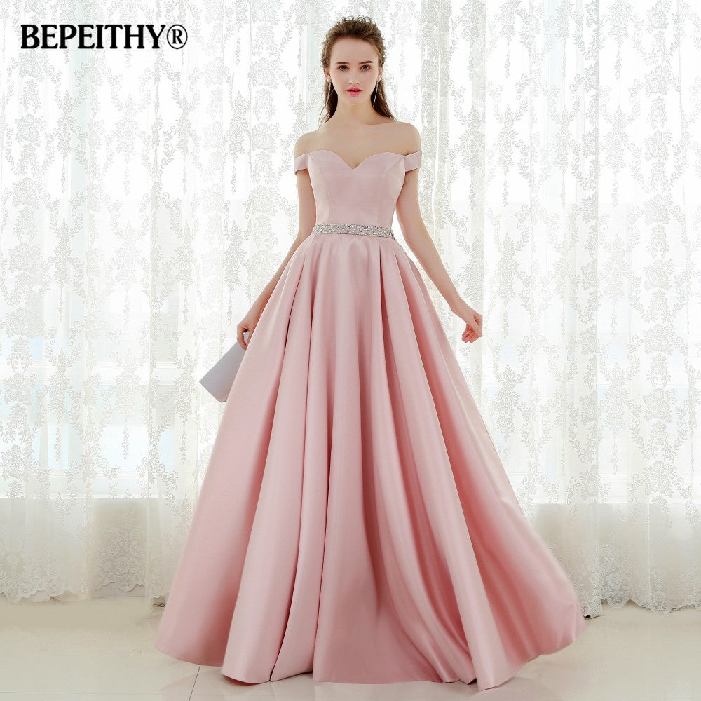 A-line Long Evening Dress Vintage Off The Shoulder Prom
