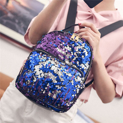 2017 popular Women Fashion School Style Sequins Travel Satchel School Bag Backpack Bag gift wholesale A3000