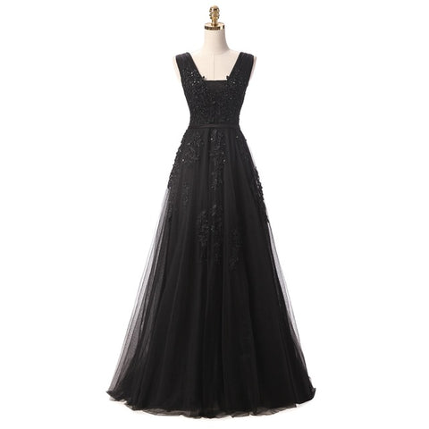 Sweet Light Blue Lace V-neck Lacing Long Evening Dress