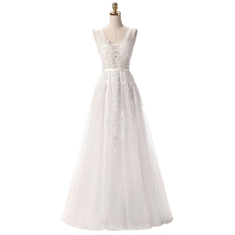 Sweet Light Blue Lace V-neck Lacing Long Evening Dress