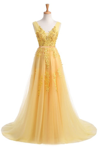 Sweet Light Blue Lace V-neck Lacing Long Evening Dress