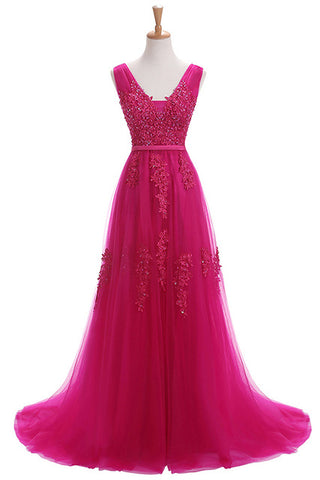 Sweet Light Blue Lace V-neck Lacing Long Evening Dress