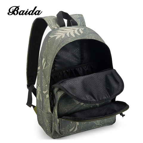 BAIDA High Quality Canvas Backpack Men Notebook Laptop Printing Bags Youth School Student Cool Rucksack For Teenagers Boys Bolsa