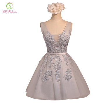 Sexy V-neck Lace A-line Bride Party Formal Dress