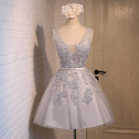 Sexy V-neck Lace A-line Bride Party Formal Dress