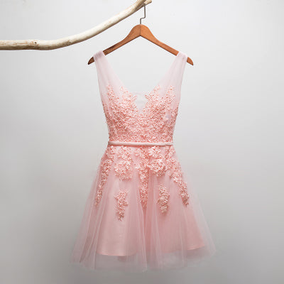 Sexy V-neck Lace A-line Bride Party Formal Dress
