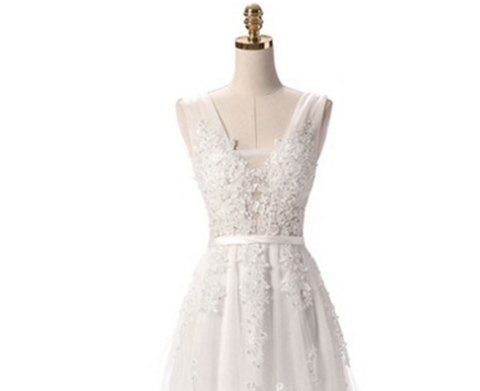 Sexy V-neck Lace A-line Bride Party Formal Dress