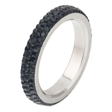 Three row clear crystal ring