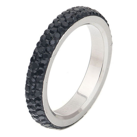 Three row clear crystal ring