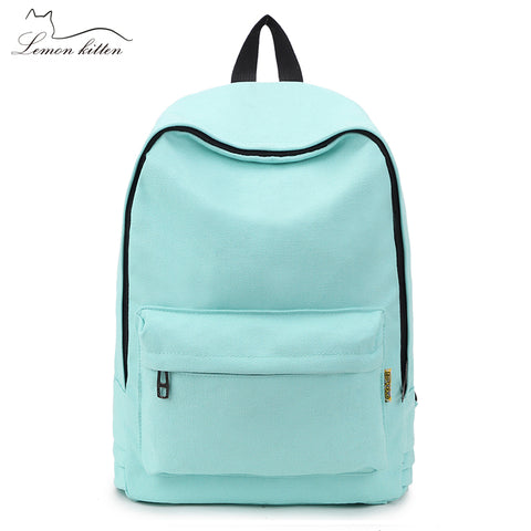 Lemon Kitten Simple Canvas Backpack