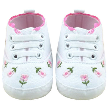 White Lace Floral Embroidered Baby Girl Shoes