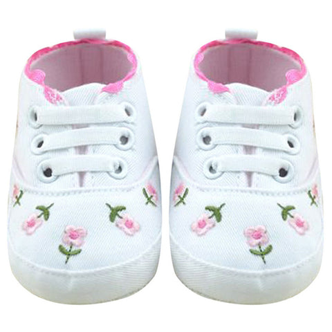 White Lace Floral Embroidered Baby Girl Shoes
