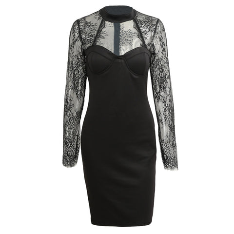 Cut Out High Neck Sheath Casual Party Dress