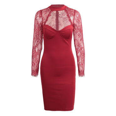 Cut Out High Neck Sheath Casual Party Dress
