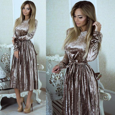 Women Maxi Long Casual Velvet Dress