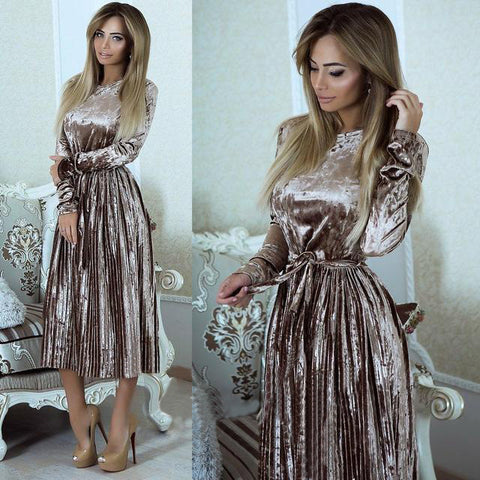 Women Maxi Long Casual Velvet Dress