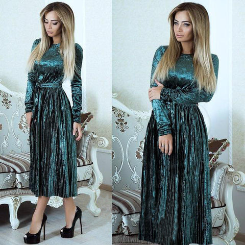 Women Maxi Long Casual Velvet Dress