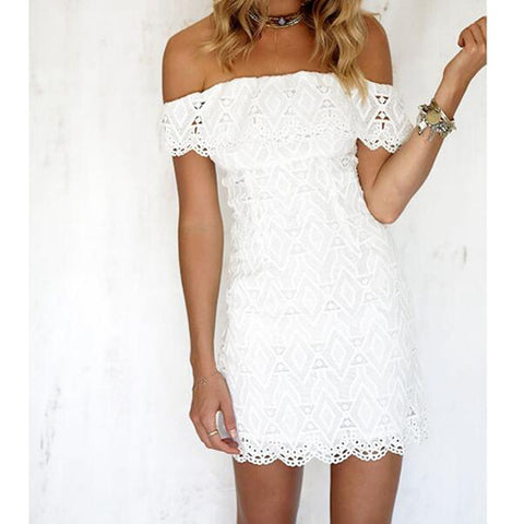 Solid Off The Shoulder Wedding Party Dress