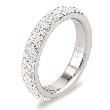 Three row clear crystal ring